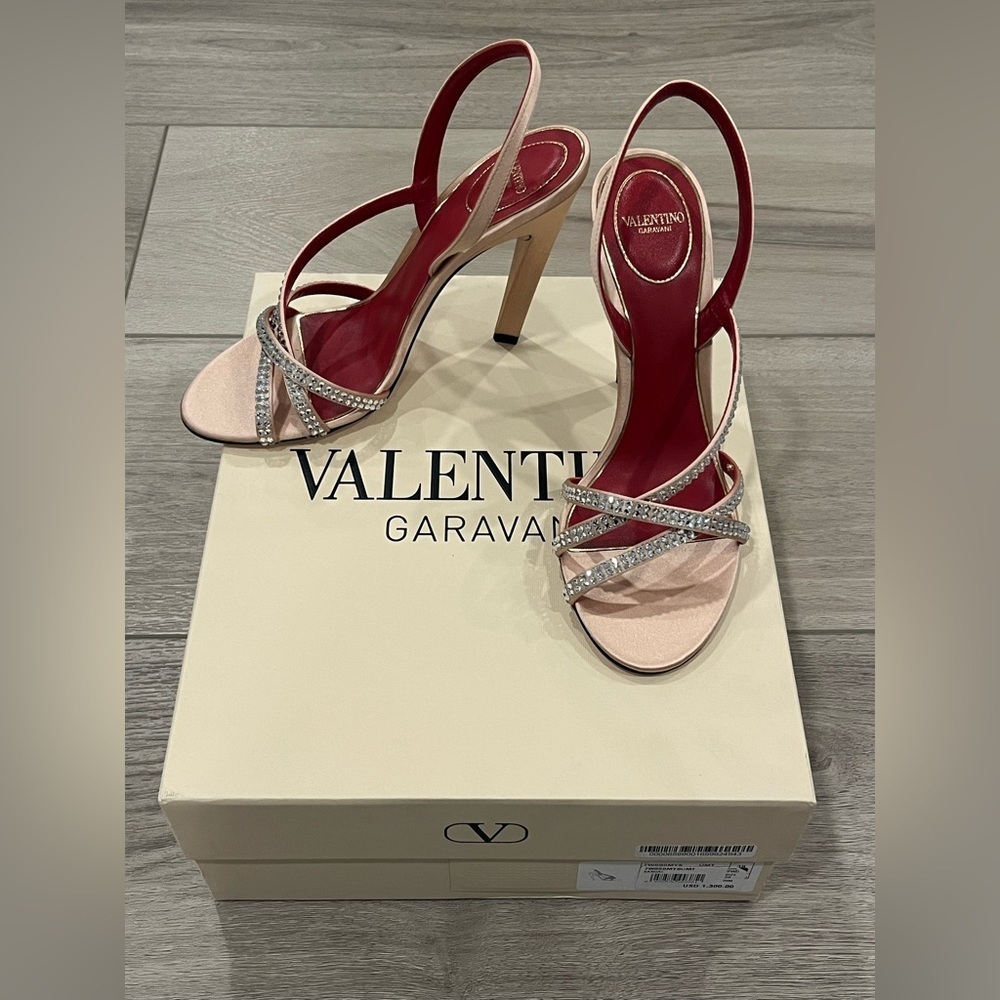 Valentino Garavani Dans Le Foyer Satin Sandal With Crystals 105 mm Size EU 38 - Picture 3 of 15